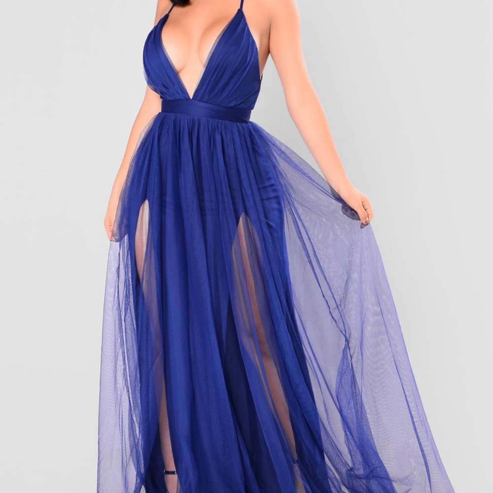 On the run way maxi dress- Royal Blue
